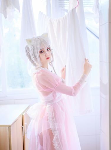 [Cosplay]Akisoso秋楚楚 - 粉色透明女仆[21P]